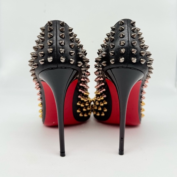 Christian Louboutin Black Leather Pigalle Ombre Spike 100mm pumps EU 37.5 - Picture 5 of 9